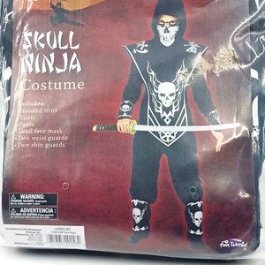 Fun World Skull Ninja Boy's M 8 Halloween Costume Party Dress Up 6 Piece Set New